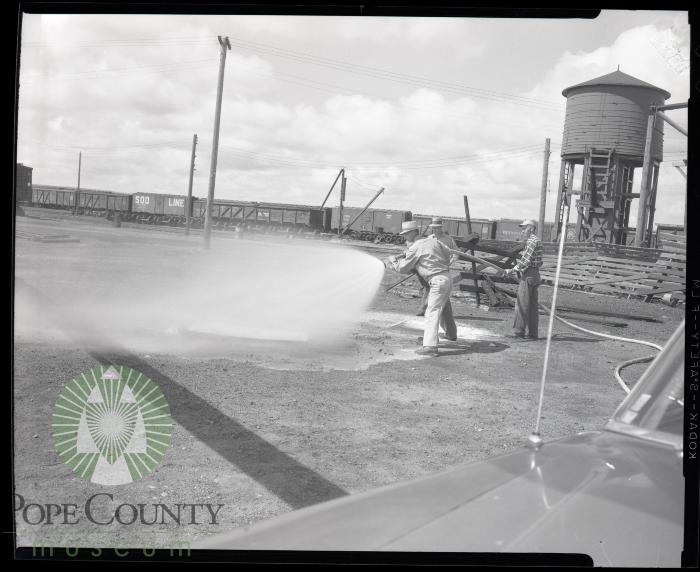 2019.4448.00764;Soo Line fire demonstration, Glenwood, Minnesota