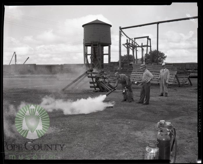2019.4448.00767;Soo Line fire demonstration, Glenwood, Minnesota