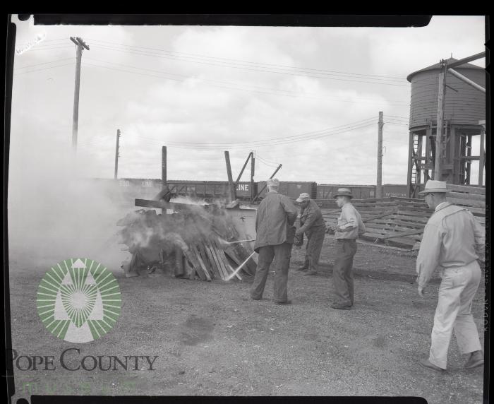 2019.4448.00765;Soo Line fire demonstration, Glenwood, Minnesota