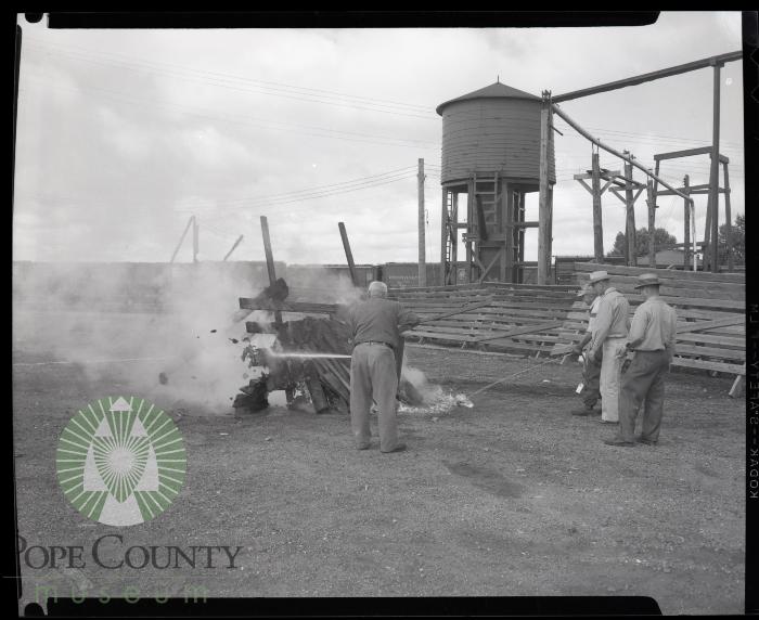 2019.4448.00766;Soo Line fire demonstration, Glenwood, Minnesota