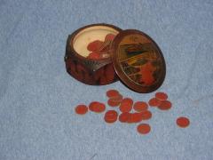 French Ration Tokens in small wooden box