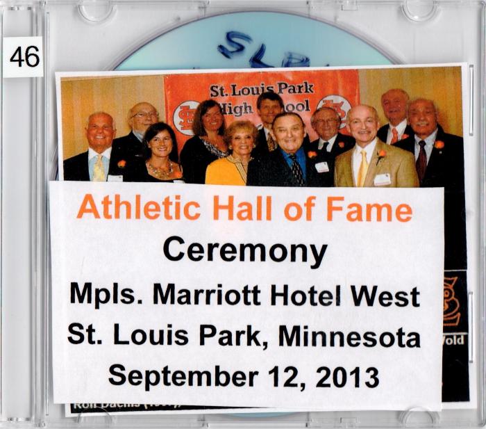 DVD, Athletic Hall of Fame Ceremony, Minneapolis Marriott Hotel West, St. Louis Park, Minnesota, September 12, 2013