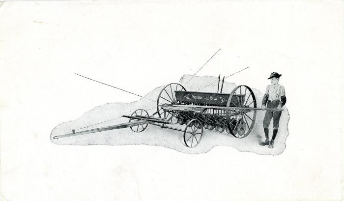 Monitor Drill advertisement, man with a plow
