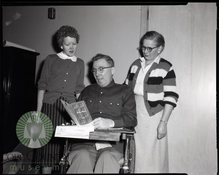 March of Dimes chairman Arnold Stoen, Mrs. Curtis Gunvalson and Mrs. Ervin McCory