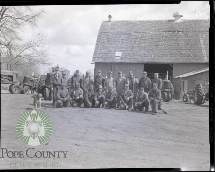 Farmers help injured Franklin Braaten of Barsness Township, Pope County, Minnesota