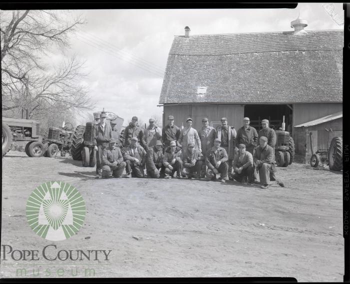 Farmers help injured Franklin Braaten of Barsness Township, Pope County, Minnesota