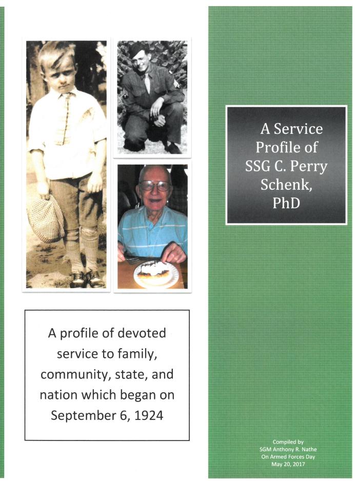A Service Profile of SSG C. Perry Schenk, PhD​​​​​​​