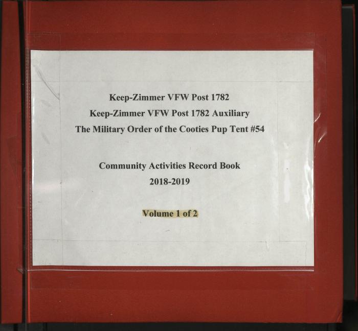 White Bear Lake VFW Post 1782 Men's & Ladies Auxiliary scrapbook 2018-2019 (Volume 1 of 2)