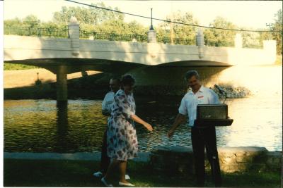 Photograph Mantorville bridge dedication Goergeanne Mantor Jordan