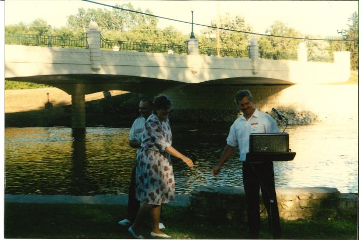 Photograph Mantorville bridge dedication Goergeanne Mantor Jordan