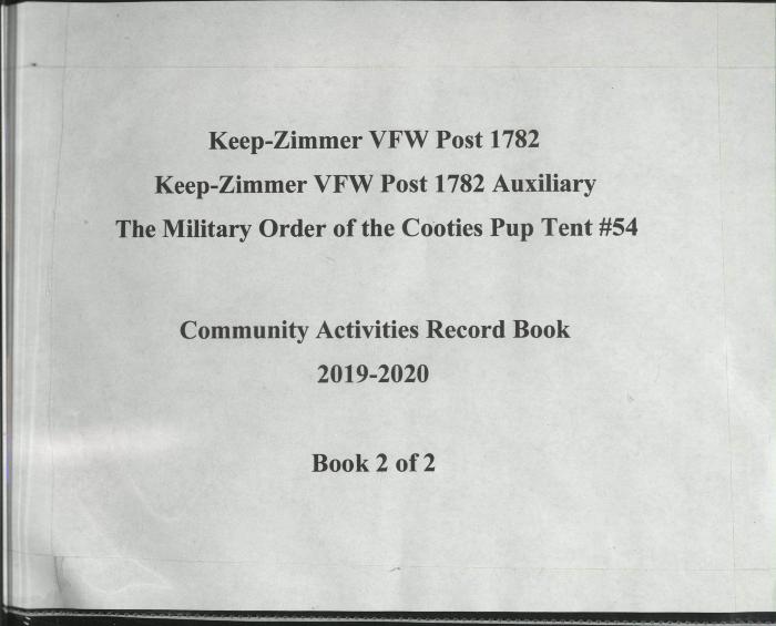 White Bear Lake VFW Post 1782 Men's & Ladies Auxiliary Community Activities Record Book scrapbook 2019-2020 (book 2 of 2)