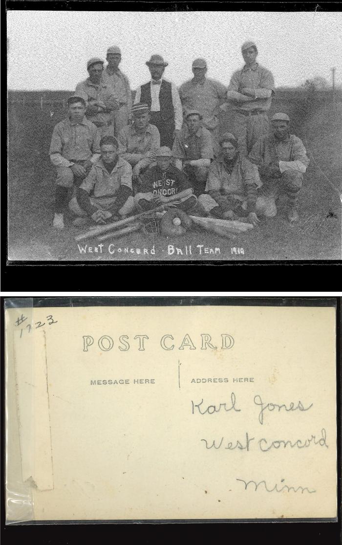 Picture postcard of West Concord Ball Team 1910