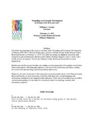 Founding and Economic Development of Winona 1850-1910