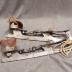 Clip on ice skates with leather heel.