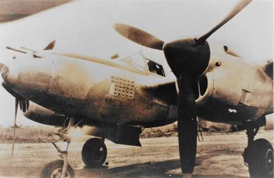 photograph P-38 with 27 Japanese flag Tallies