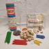 Tinkertoy canister and game pieces