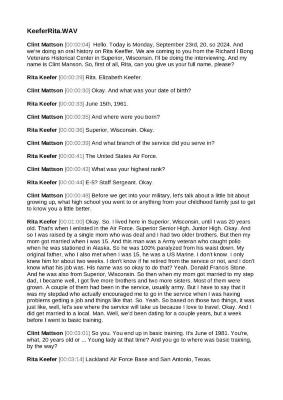 Oral History with Rita Keefer