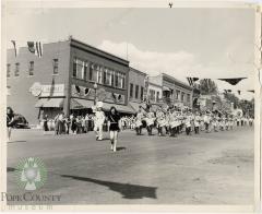 Litchfield Band in American Legion Parade, Glenwood, Minnesota, 1948