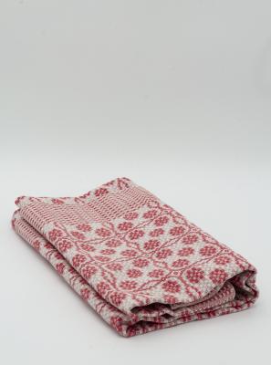 Red and Ivory Linen Tablecloth: Tablecloth