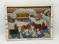 Horses and Sleighs Wood-Carved Panel by Peter Wedin: Wood Carved Panel