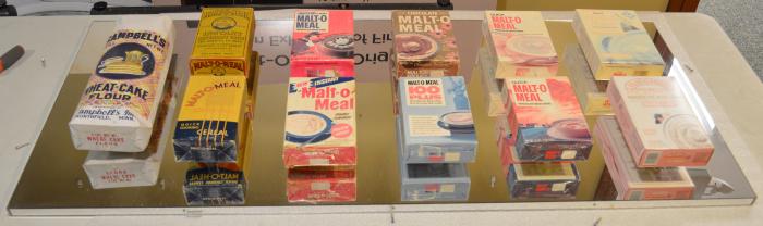 Display case of Malt-O-Meal products