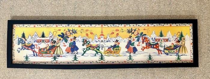 Winter Scene with Three Dala-Horse Pulled Sleighs: Print