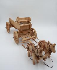Wagon and Horses: Wood Carving