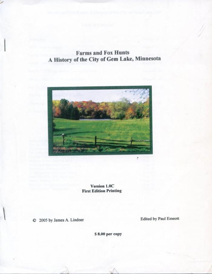 Farms and Fox Hunts A History of the City of Gem Lake, Minnesota