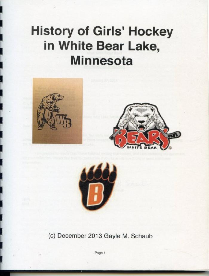 History of Girls Hockey in White Bear Lake, Minnesota
