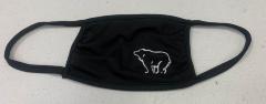 COVID era face mask with a silhouette of a white bear on black fabric