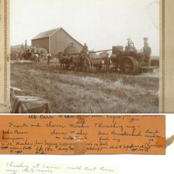Photograph Grain threshing on Carr farm