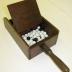 Voting Box, wood with seven black marbles and 83 white marbles