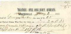 George Shober 1862 US War Tax receipt
