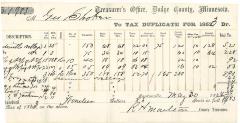 George Shober 1863 Property Tax receipt, Dodge County