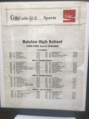 Balaton High School 1982-1983 Sports Schedule
