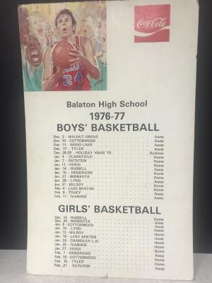 Boys and Girls 1976-77 Basketball Schedule