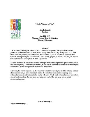 Early Winona in Print