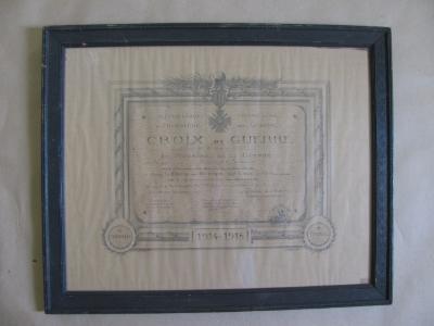  Award in Croix de Guerre issued to Howard C. Duncan on December 21, 1925