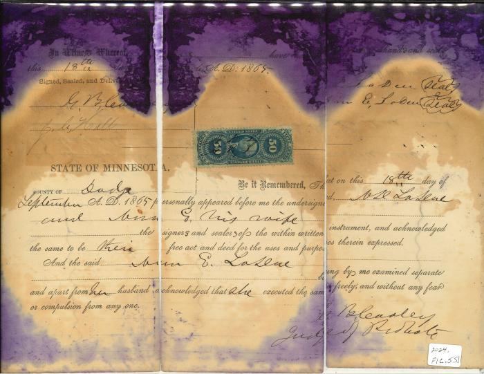 Quit claim deed from September of 1865