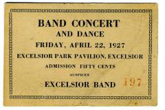 Band Concert and Dance Ticket, 1927