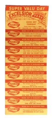 Promotional Ride Tickets for Excelsior Amusement Park from Super Valu
