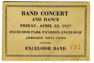 Band Concert and Dance Ticket, 1927