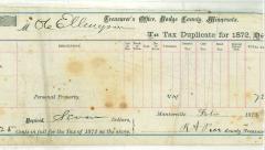 Ole Ellingson tax duplicate receipt for 1872