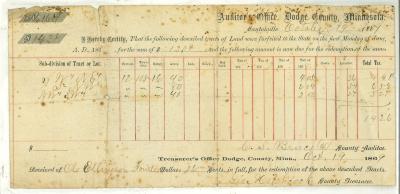 Ole Ellingson receipt 1869 signed by Geo. Hitchcock