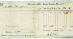 Ole Ellingson tax duplicate for 1873 signed by RA Pier