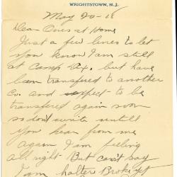 Letter to Father and Mother from Roy Perley in France