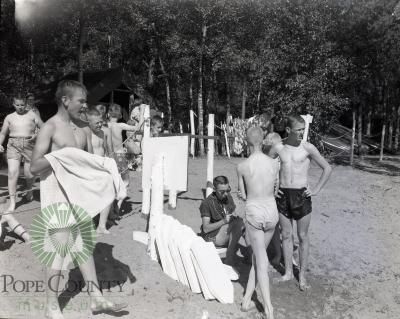 21 Boy Scouts Attending Wilderness Camp. Park Rapids, Minnesota