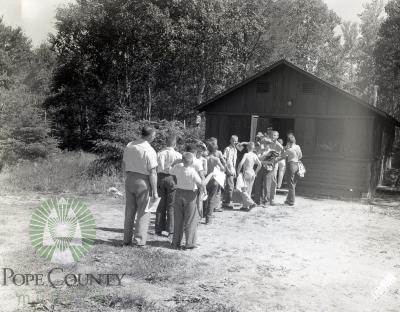 21 Boy Scouts Attending Wilderness Camp. Park Rapids, Minnesota