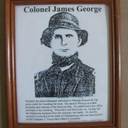 Framed drawing of James George and brief description