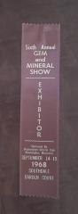 Exhibitor ribbon Gem and Mineral Show 1968
